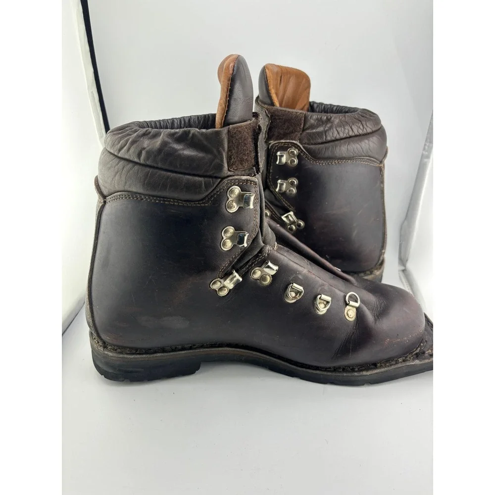 Heierling Vintage Leather Cross Country Ski Boots Brown Nordic Norm 75mm Mens 45